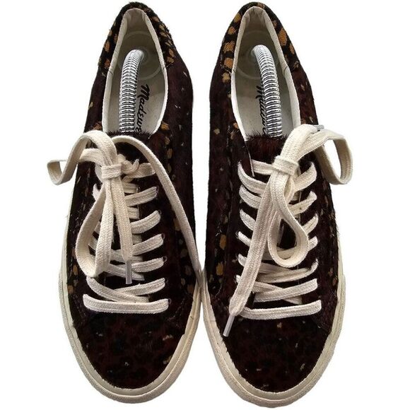 Madewell Womens 5.5 Sidewalk Low Top Sneakers in Painted Leopard Colorblock Calf - Picture 11 of 15